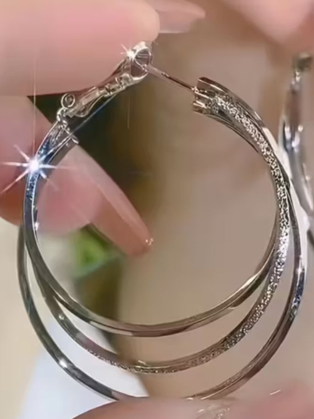 3 LAYER SILVER HOOP EARRING